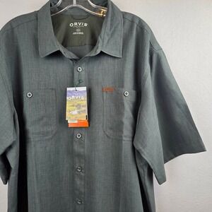Orvis Mens Short Sleeve Tech Shirt Olive Green XXL UPF 30+ Quick Dry Gorpcore